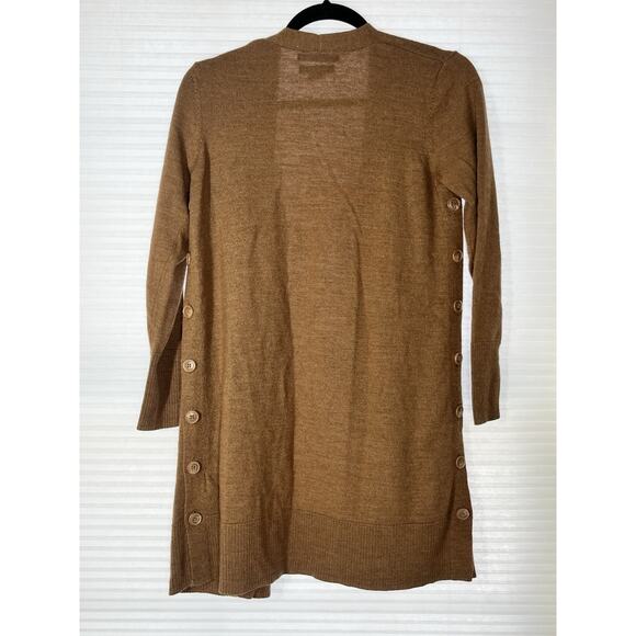 Tahari Merino Wool Blend Cardigan Womens Medium Mocha Brown Open Knit Sweater - Picture 2 of 9